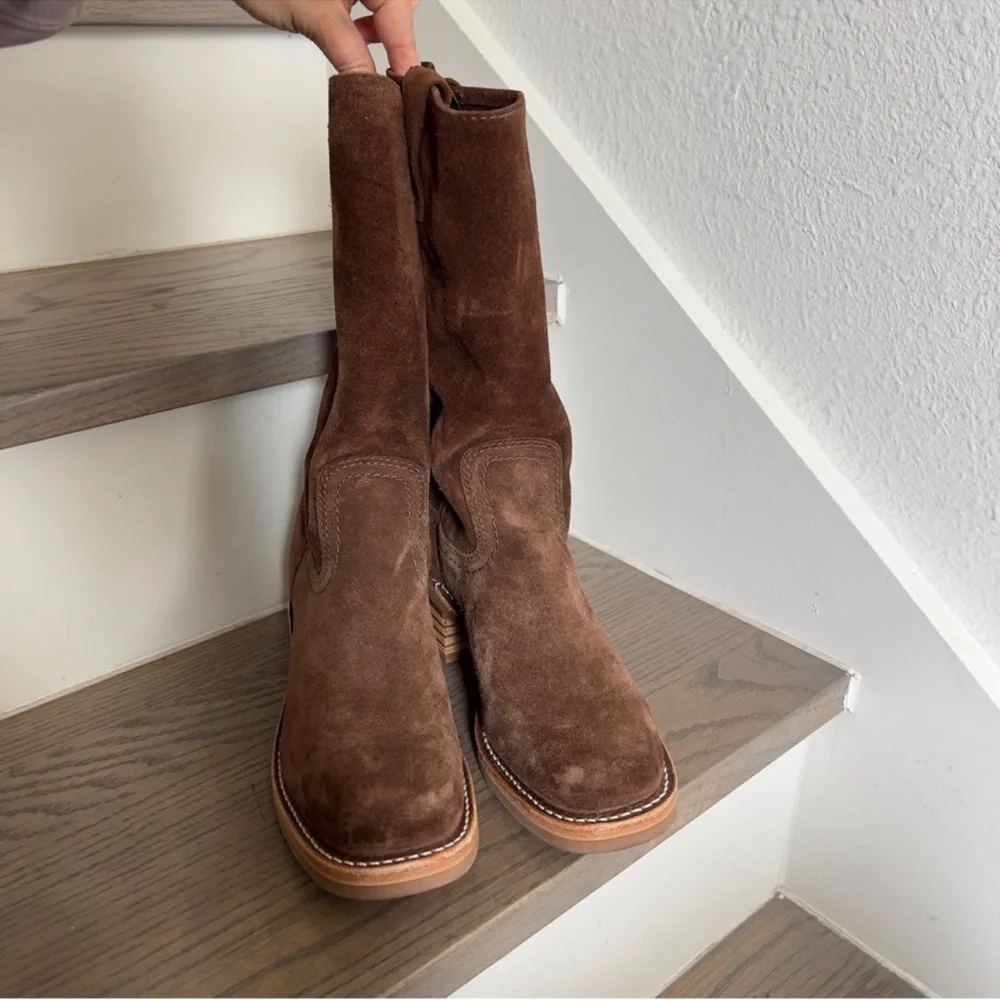 NWOB Frye Campus 12R Brown Leather Boots in Brown Brownie Suede - Picture 6 of 11